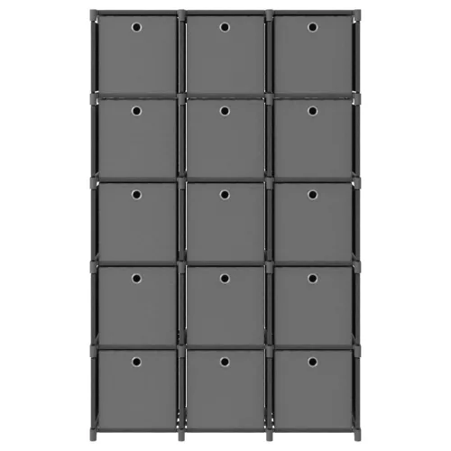  15 rekeszes szürke szövet polc dobozokkal 103 x 30 x 175,5 cm