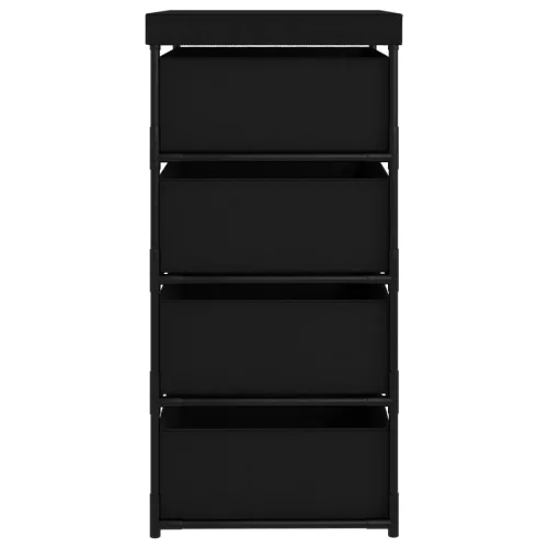  fekete acél tárolóállvány 4 szövetkosárral