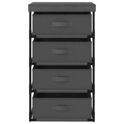  szürke acél tárolóállvány 4 szövetkosárral