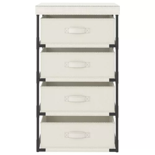  krémszínű acél tárolóállvány 4 szövetkosárral