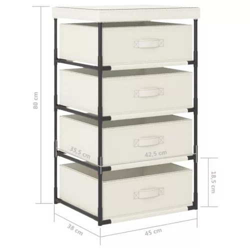  krémszínű acél tárolóállvány 4 szövetkosárral