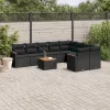  10 részes fekete polyrattan kerti ülőgarnitúra párnákkal