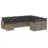  10 részes szürke polyrattan kerti ülőgarnitúra párnákkal