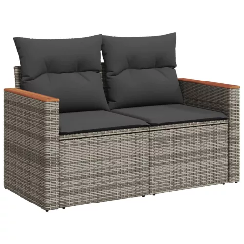  10 részes szürke polyrattan kerti ülőgarnitúra párnákkal