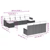  10 részes szürke polyrattan kerti ülőgarnitúra párnákkal