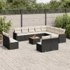  13 részes fekete polyrattan kerti ülőgarnitúra párnákkal