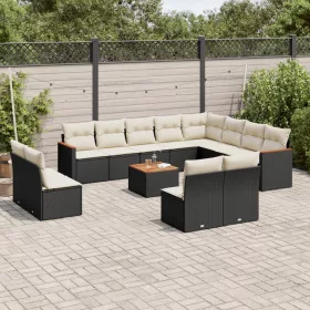    13 részes fekete polyrattan kerti ülőgarnitúra párnákkal