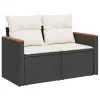  13 részes fekete polyrattan kerti ülőgarnitúra párnákkal