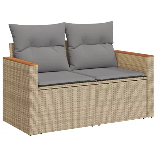  12 részes vegyes bézs polyrattan kerti ülőgarnitúra párnákkal