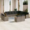  13 részes szürke polyrattan kerti ülőgarnitúra párnákkal