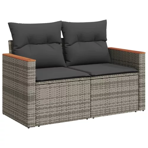  12 részes szürke polyrattan kerti ülőgarnitúra párnákkal