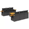  7 részes fekete polyrattan kerti ülőgarnitúra párnával