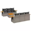  7 részes szürke polyrattan kerti ülőgarnitúra párnákkal