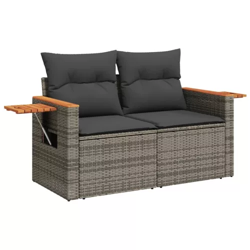  4 részes szürke polyrattan kerti ülőgarnitúra párnákkal