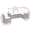 5 részes fekete polyrattan kerti kanapészett párnákkal