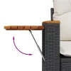  6 részes fekete polyrattan kerti ülőgarnitúra párnákkal