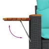  6 részes fekete polyrattan kerti ülőgarnitúra párnával