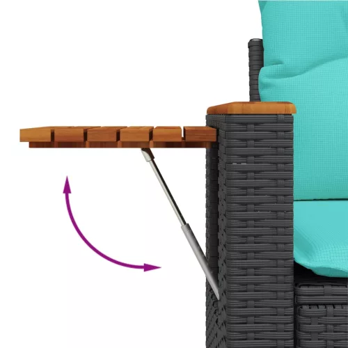  6 részes fekete polyrattan kerti ülőgarnitúra párnával