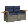  7 részes szürke polyrattan kerti ülőgarnitúra párnákkal