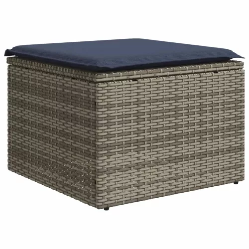  7 részes szürke polyrattan kerti ülőgarnitúra párnákkal