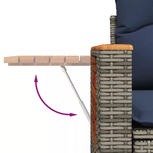  7 részes szürke polyrattan kerti ülőgarnitúra párnákkal