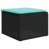  7 részes fekete polyrattan kerti ülőgarnitúra párnákkal