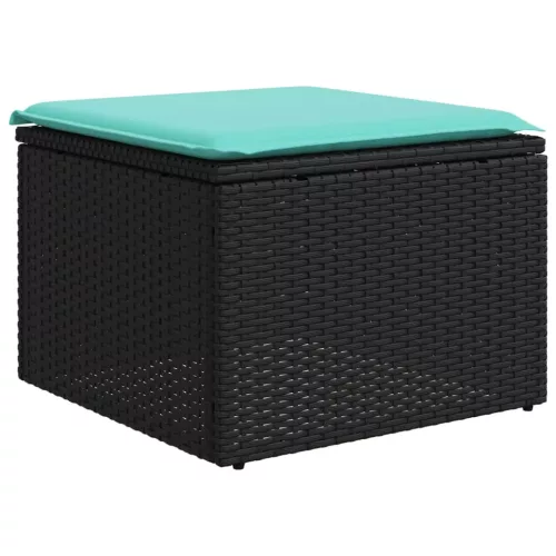  7 részes fekete polyrattan kerti ülőgarnitúra párnákkal
