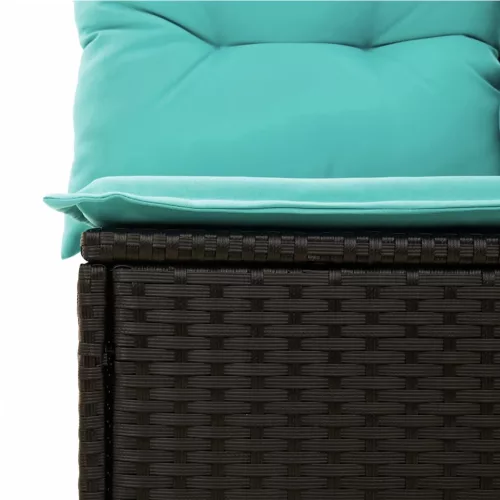  7 részes fekete polyrattan kerti ülőgarnitúra párnákkal