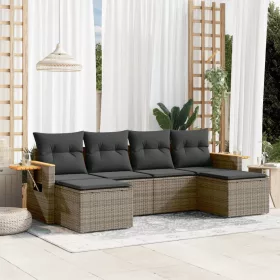    6 részes szürke polyrattan kerti ülőgarnitúra párnákkal