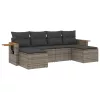  6 részes szürke polyrattan kerti ülőgarnitúra párnákkal