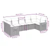  7 részes fekete polyrattan kerti ülőgarnitúra párnával