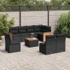 9 részes fekete polyrattan kerti ülőgarnitúra párnákkal