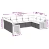  9 részes fekete polyrattan kerti ülőgarnitúra párnákkal