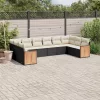  10 részes fekete polyrattan kerti ülőgarnitúra párnákkal