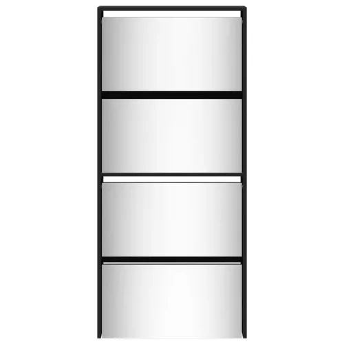  fekete 4 szintes cipőszekrény tükörrel 63 x 17 x 134 cm