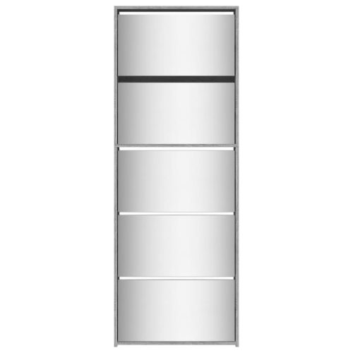  5 szintes szürke sonoma cipőszekrény tükörrel 63x17x169,5 cm