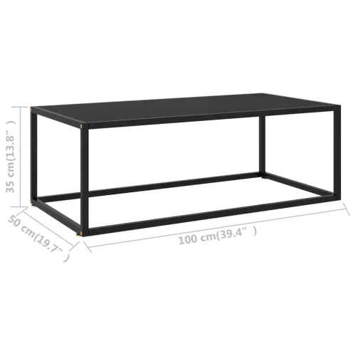  fekete dohányzóasztal fekete üveggel 100 x 50 x 35 cm
