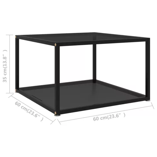 fekete edzett üveg dohányzóasztal 60 x 60 x 35 cm