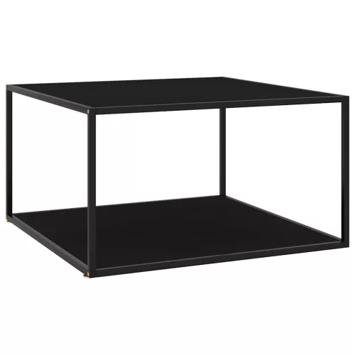  fekete dohányzóasztal fekete üveggel 90 x 90 x 50 cm