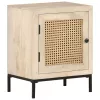  tömör mangófa és természetes nád éjjeliszekrény 40 x 30 x 50 cm