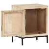  tömör mangófa és természetes nád éjjeliszekrény 40 x 30 x 50 cm