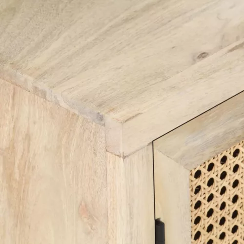  tömör mangófa és természetes nád éjjeliszekrény 40 x 30 x 50 cm