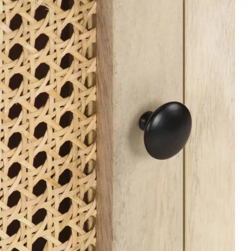  tömör mangófa és természetes nád éjjeliszekrény 40 x 30 x 50 cm