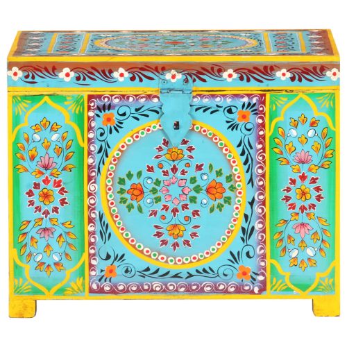  kézzel festett tömör mangófa tárolóláda 50 x 40 x 40 cm