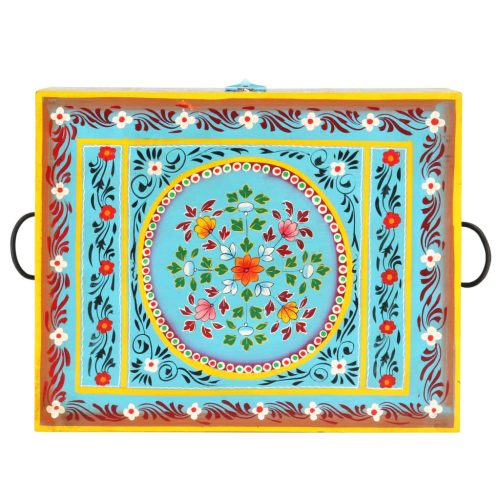  kézzel festett tömör mangófa tárolóláda 50 x 40 x 40 cm