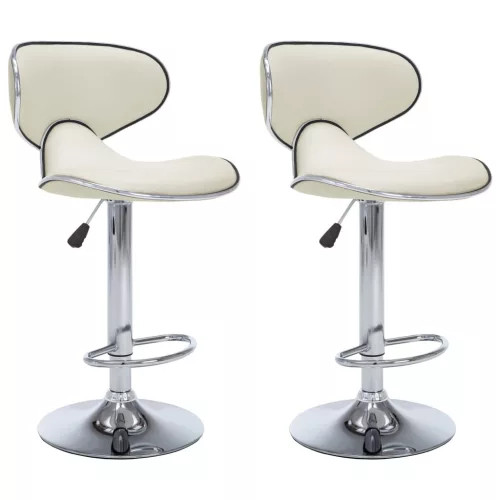 323647  Bar Stools 2 pcs Cream Faux Leather