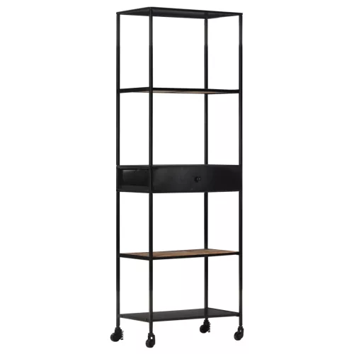  nyers mangófa és vas könyvszekrény 60 x 35 x 180 cm