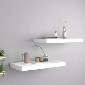  2 db fehér MDF lebegő fali polc 50 x 23 x 3,8 cm