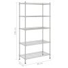  5 szintes króm tárolópolc 90 x 35 x 180 cm 250 kg