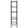  5 szintes fekete tárolópolc kerekekkel 75 x 35 x 155 cm 250 kg